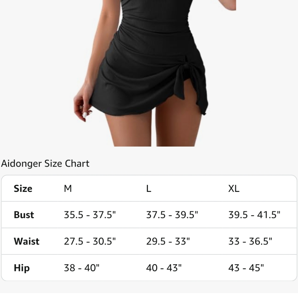 Black Ribbed Tummy Control Swim dress Size Large - Picture 7 of 7